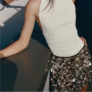 Green Silver Sequin Mini Skirt